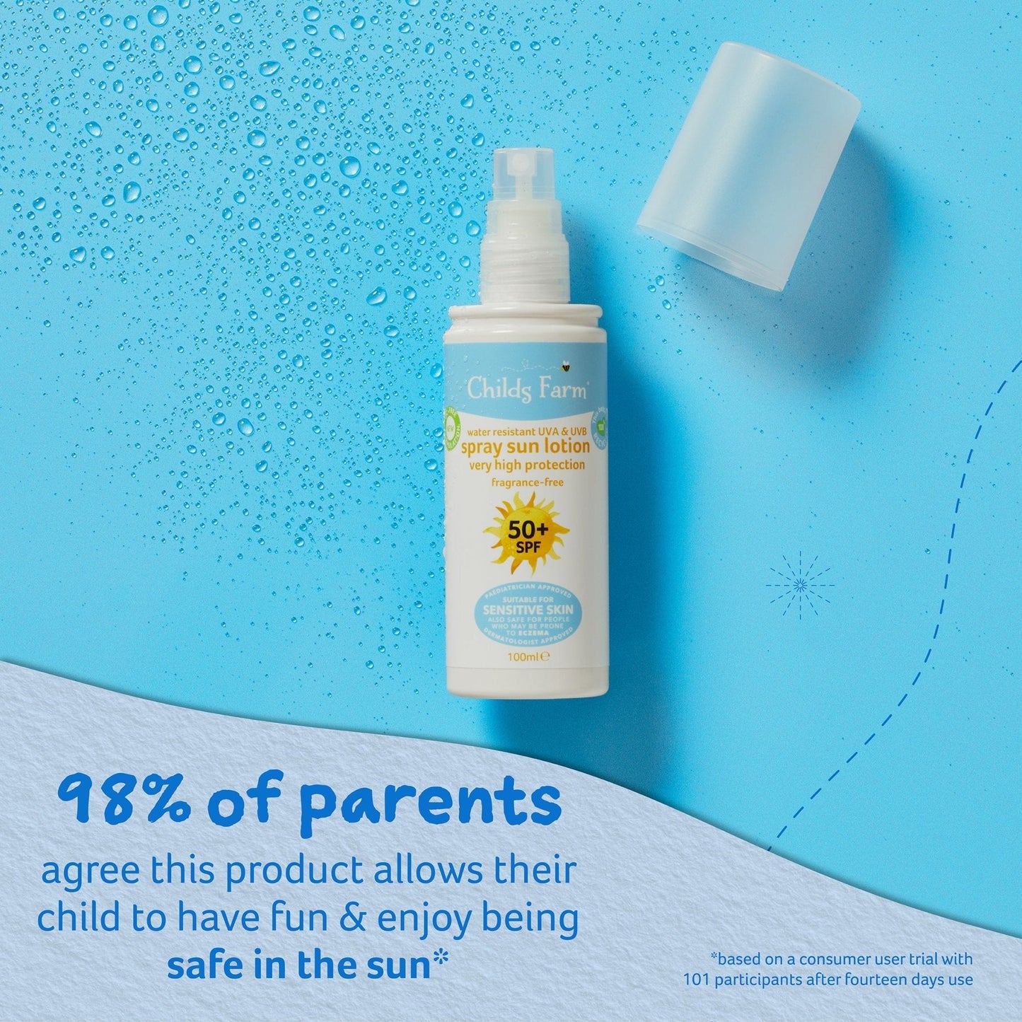 Childs Farm 50+ SPF sun lotion spray fragrance-free